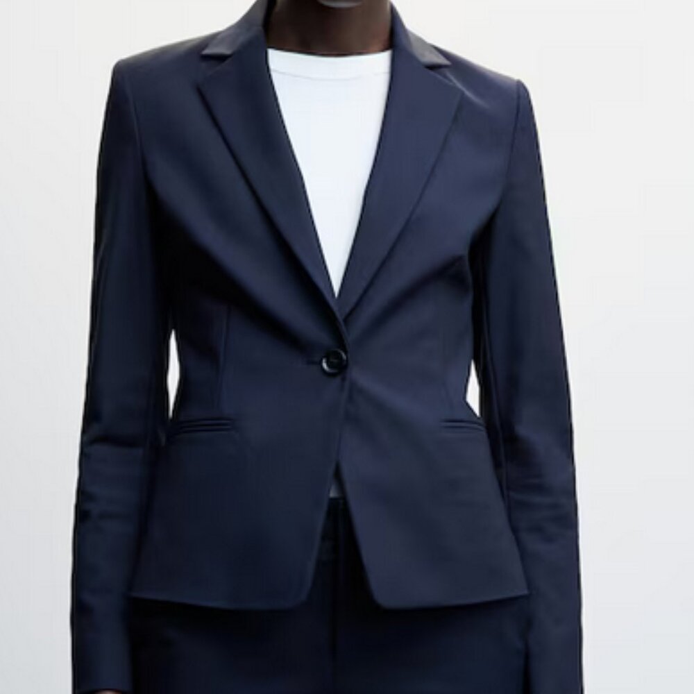 Mango Structured suit blazer dark navy